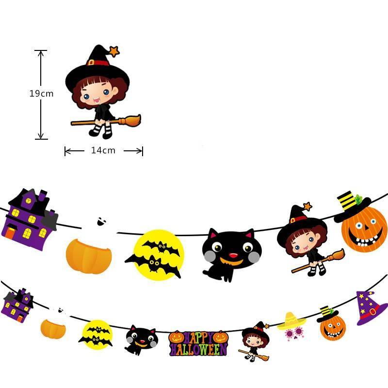 Pendant Flag Halloween Pumpkin Paper Art Party Scenes Layout Pennants Decoration