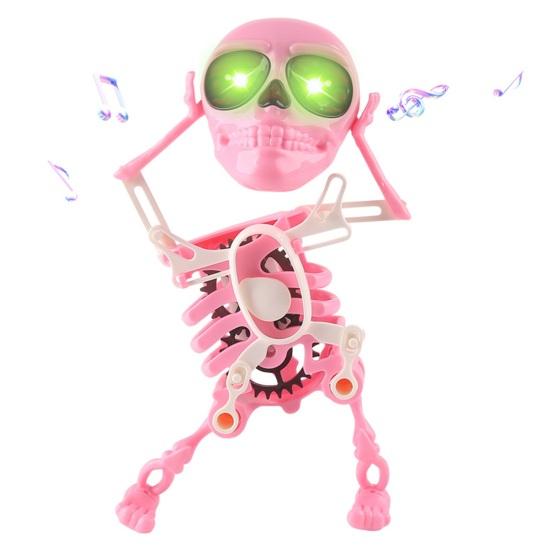 Yousheng Kinder Aufziehbares Tanzendes Skelett Spielzeug mit LED-Licht Halloween Elektrisches 3D Schwingendes Gelenkskelett Federwerk Spielzeug Schreibtischdekoration