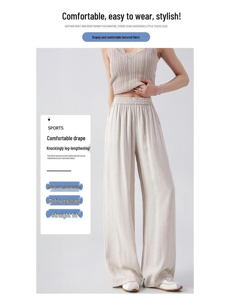Crescent Moon Women’s Tencel Linen Wide-Leg Pants - Spring/Summer 2026, Lightweight & Cool
