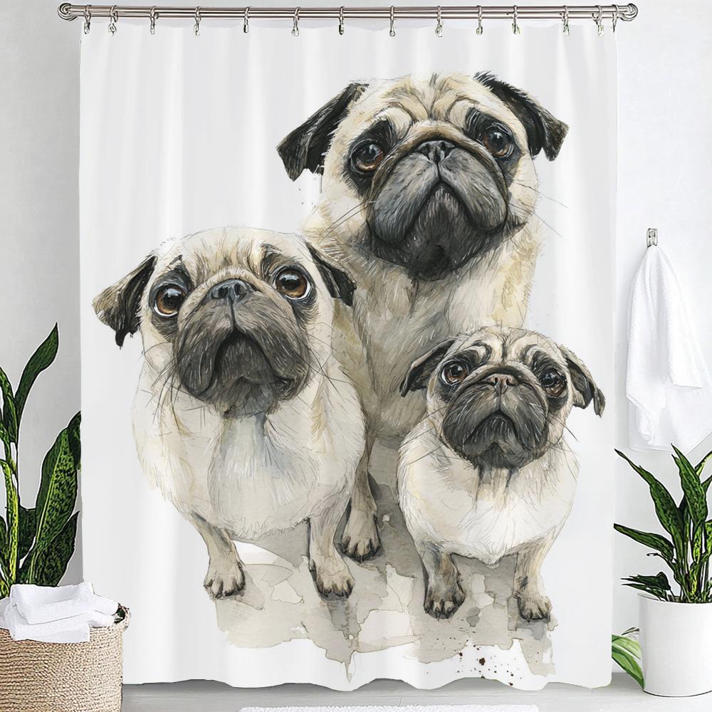 

Cartoon Creativity Funny Dogs Shower Curtain: Embrace the Quirky Design, Cute Dog Art Waterproof Polyester Fabric Bath Curtain 90x180cm-35x70in
