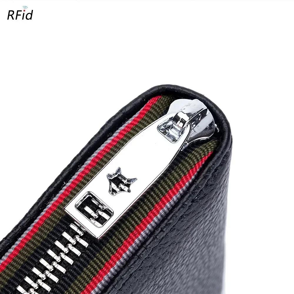 Vera Pelle Uomo Donna Porta Carte Piccolo Portafoglio con Cerniera Portamonete Solido Design a Fisarmonica Rfid ID Porta Biglietti da Visita e Carte di Credito