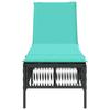 Sun Lounger with Cushions Black Poly Rattan