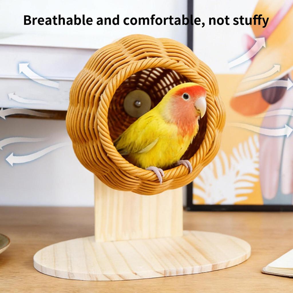 Parakeet Nest Artificial Rattan Washable Breathable Ornaments Bird Cage Toys for Small Parrots Canaries Nesting Living Room Home