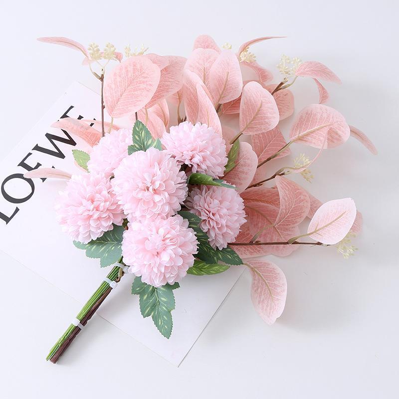 

Traditional Blue and White Bouquet Artificial Peony Embroidery Ball DO IT YOURSELF Home Wedding Party Decor Sturdy Simulation Flower