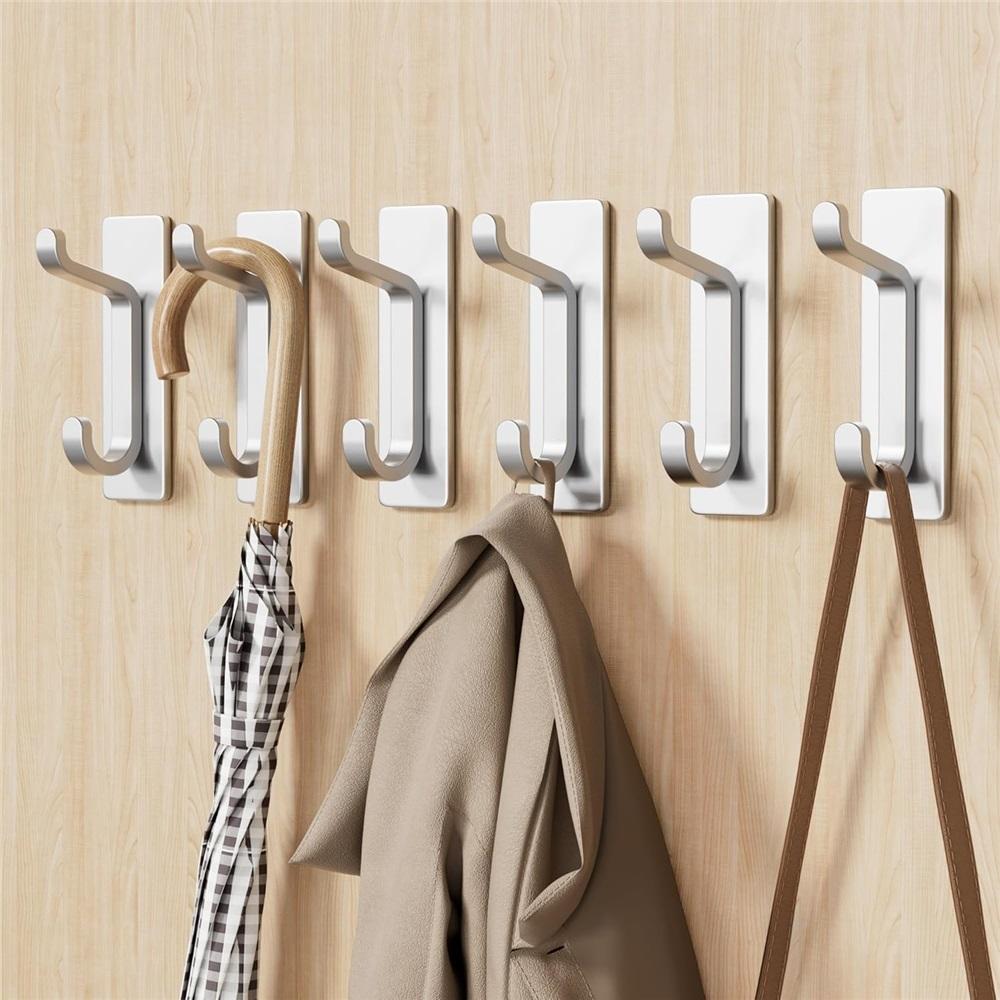 Ganchos Autoadhesivos, Extra Pegajosos y Fuertes, Cuelgan Hasta 6KG, Adhesivos de Alta Resistencia, Gancho sin Clavos para Detrás de la Puerta, Negro, Paquete de 4