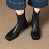 Krazing Pot Sheepskin Winter Square Toe Western Boots Med Heels Zipper Women Ankle Boots