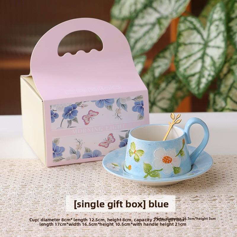 

Hand Painted Ceramic Coffee Mug Set with Floral Relief Design High Value Breakfast Cup for Women
