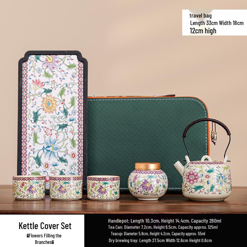 Portable Gongfu Tea Set with Kiln Handle: Travel Tea Brewer, 1 Pot, 3 Cups