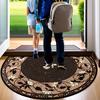 Floral Mosaic Doormat - Vintage Semi-Circular Rubber Backing, Indoor/Outdoor Rug, Durable Comfortable Floor Mat for Home Decor