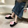 Cute outer wear cartoon plush slippers fairy wind hair bag head cotton slippers 2025 autumn and winter new fashion and comfort