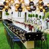 3 Pack Graduation Tablecloth Decorations,54x128inch Black Gold Congrats Grad Disposable Plastic Waterproof Rectangular Table Cloth Cover Decor for