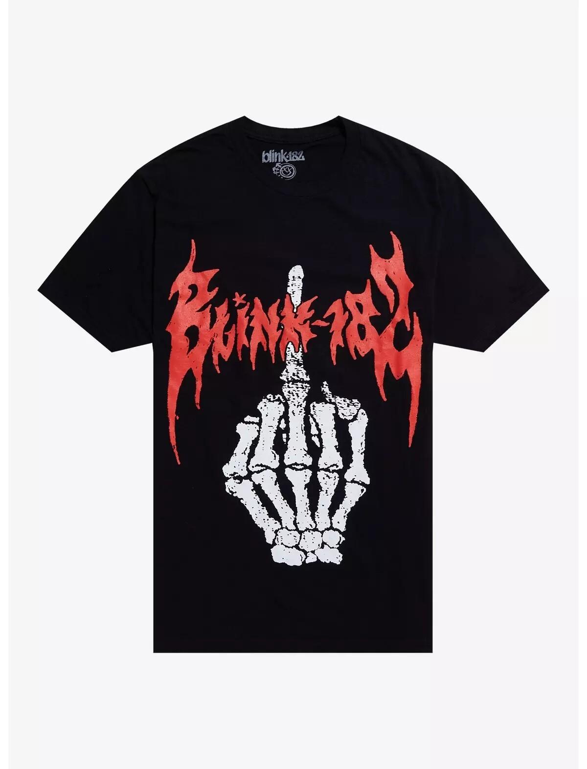 Blink 182 T-shirt - Skeleton Middle Finger Blink-182 Tee - New Official Tee XXXXL