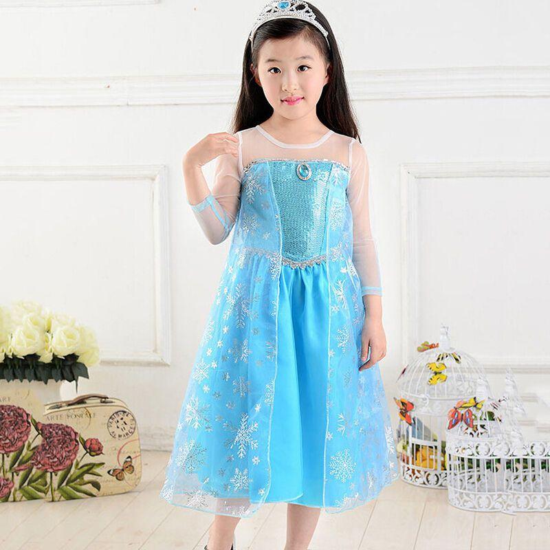 Girls Elsa Kids Fancy Dress Costume Princess Anna Party Dresses Cosplay Outfits