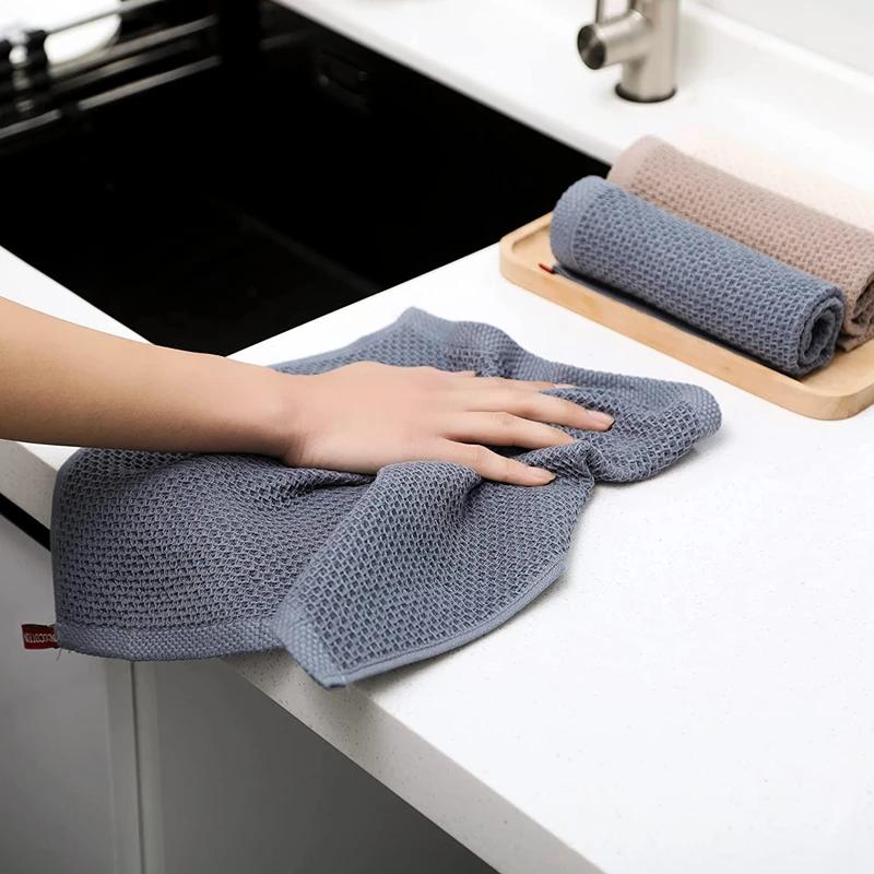 Honeycomb 100% Cotton Kitchen Towels Ultra Soft Absorbent Reusable Washable Household Dish Cloths Cleaning Towels