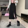 2024 Autumn High-Waist A-Line Slit Midi Skirt, Plus Size, Slimming Design