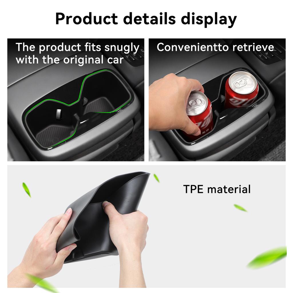 Für Kia EV9 2025 2025 TPE Armlehne Hinten Getränkehalter Aufbewahrungsbox Tablett Organizer Auto Innenzubehör Schwarz