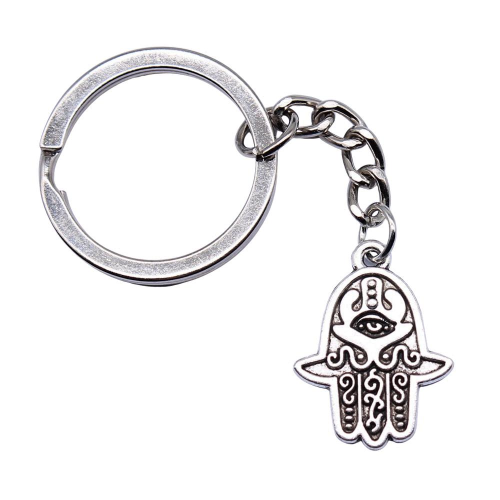 Hamsa Hand Charm Keychain Evil Eye Protection Key Ring 28mm Ring