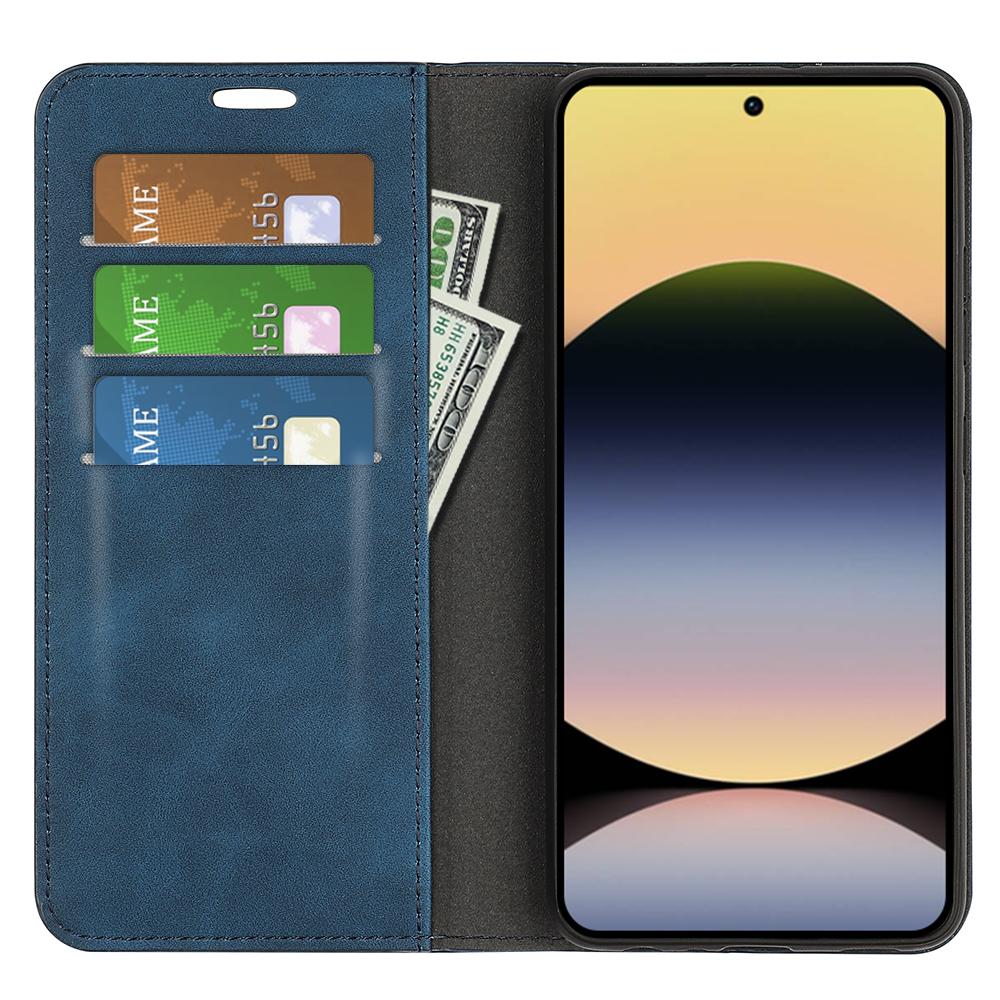 

For Xiaomi Redmi Note 14S 4G Case Skin Touch Leather Wallet Phone Cover Grey