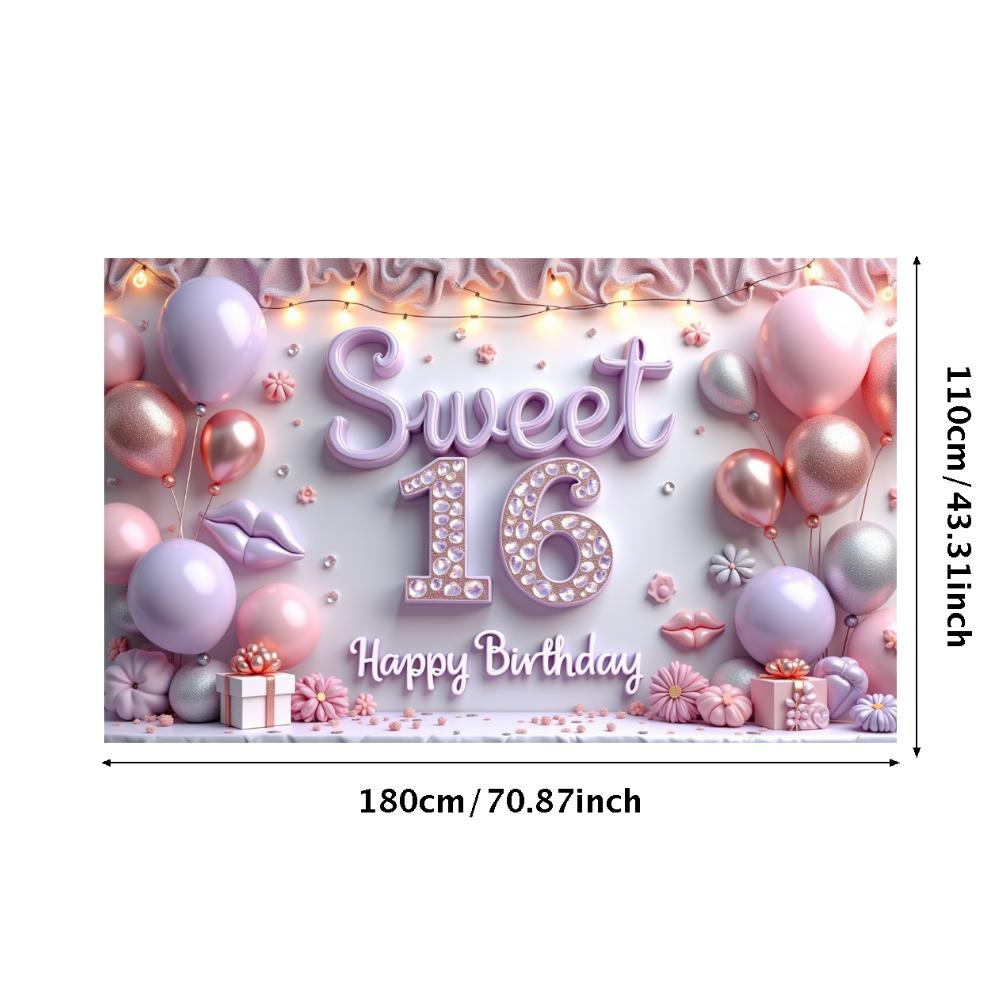 Shimmering Texture Birthday Party Banner Birthday Decoration Sweet 16 Banner for Special Occasion Festive Decoration