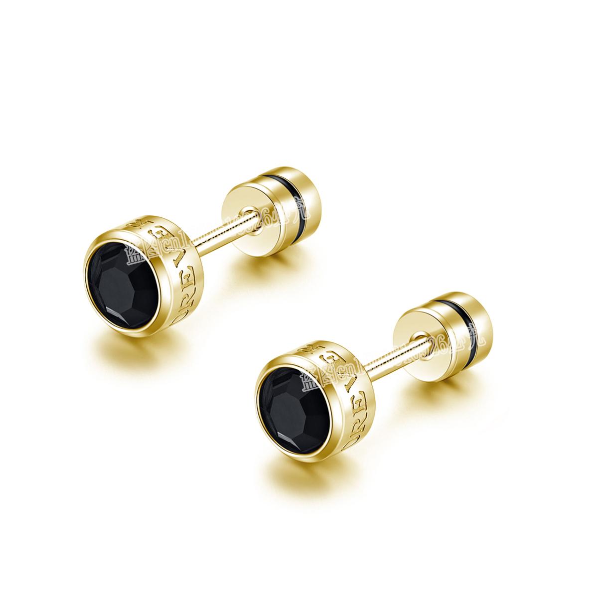 

Unisex New Stainless Steel Corroded letters LOVE Black Earrings For Men Women Crystal Screw Titanium Alloy Ear Studs Jewelry