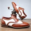 New Fashion Gentleman Lace Up Black White Mixed Leather Brogues Shoes For Men Wedding Dress Prom Formal Footwear Zapatos Hombre