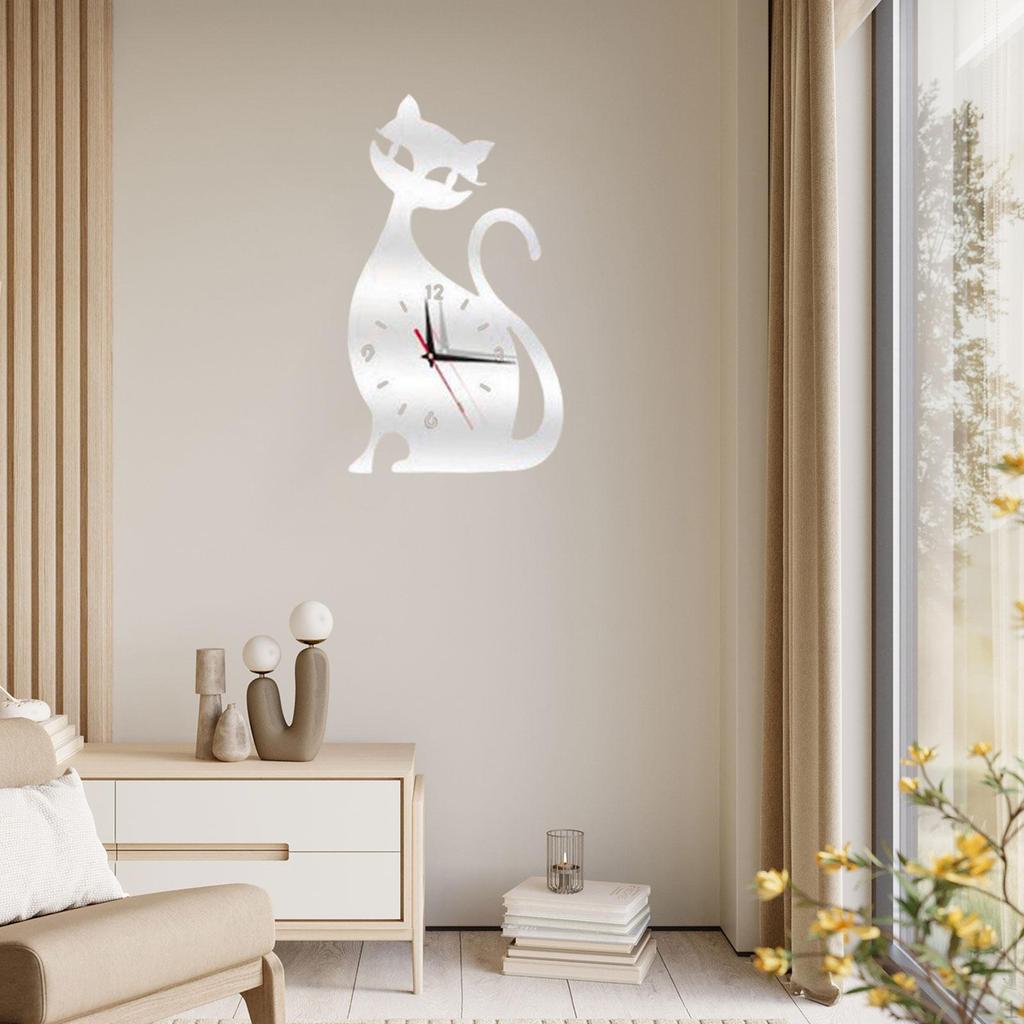 Acryl Wanduhr Kinderzimmer Schlafzimmer für Katzenliebhaber Einzigartig Leise Hängend