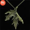 Hi New Trendy Vintage Bronze Color Maple Leaves Pendant Necklace Big Leaf Charm Long Chain Necklaces Women Jewelry Gifts