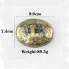 Whole Cowhide Retro Men's Belt Letter L Gold and Silver Two-color Oval Buckle Belt Men