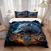 3pcs Wolf Armor Bedding Set Down Comforter Cover and Pillowcases, Suitable for Guest Room Home Decoration All Seasons(No Insert) S0819066