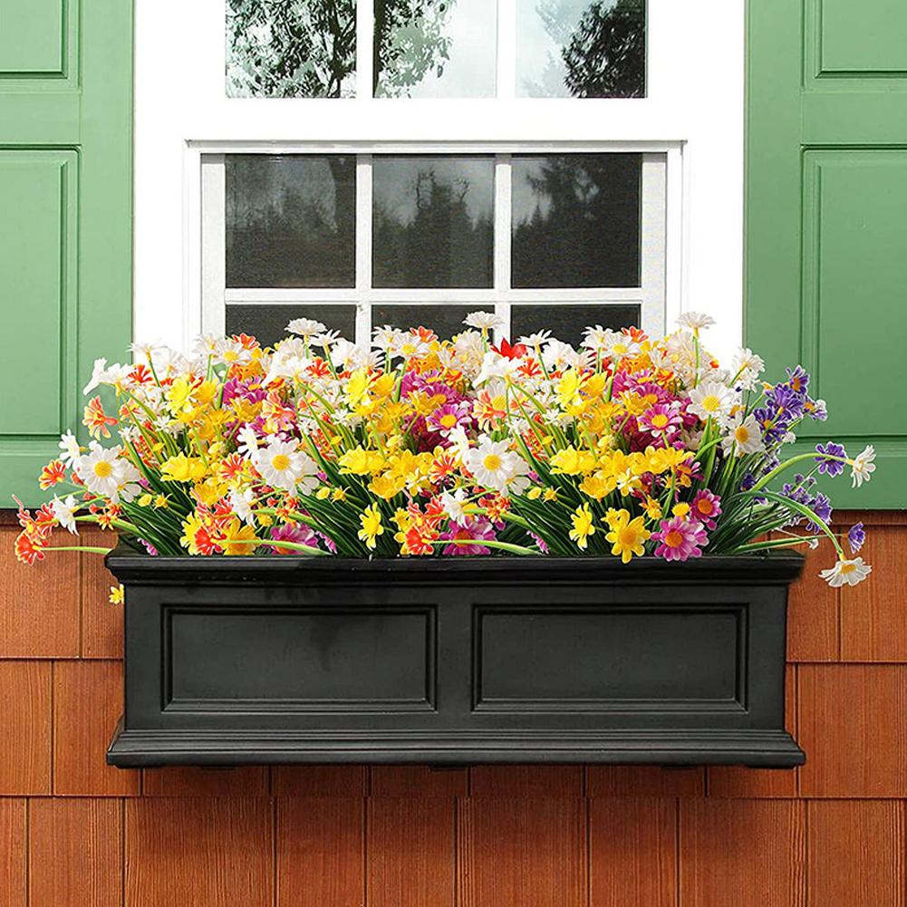 Artificial Flowers Outdoor for Decoration UV Resistant Plastic Fake Plants Garden Porch Window Kitchen Office Table Decoration