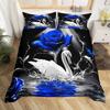 Blue Rose Digital Printed Duvet Set Three-Piece Valentine'S Day Gift Suitable For Bedroom Decoration Bedding