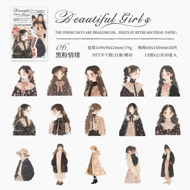 ПЭТ Наклейки на тему ретро-персонажей Набор Серия Heartbeat Magazine Ручной работы Аккаунт DIY Декоративные Вырезанные Пленочные Наклейки Набор