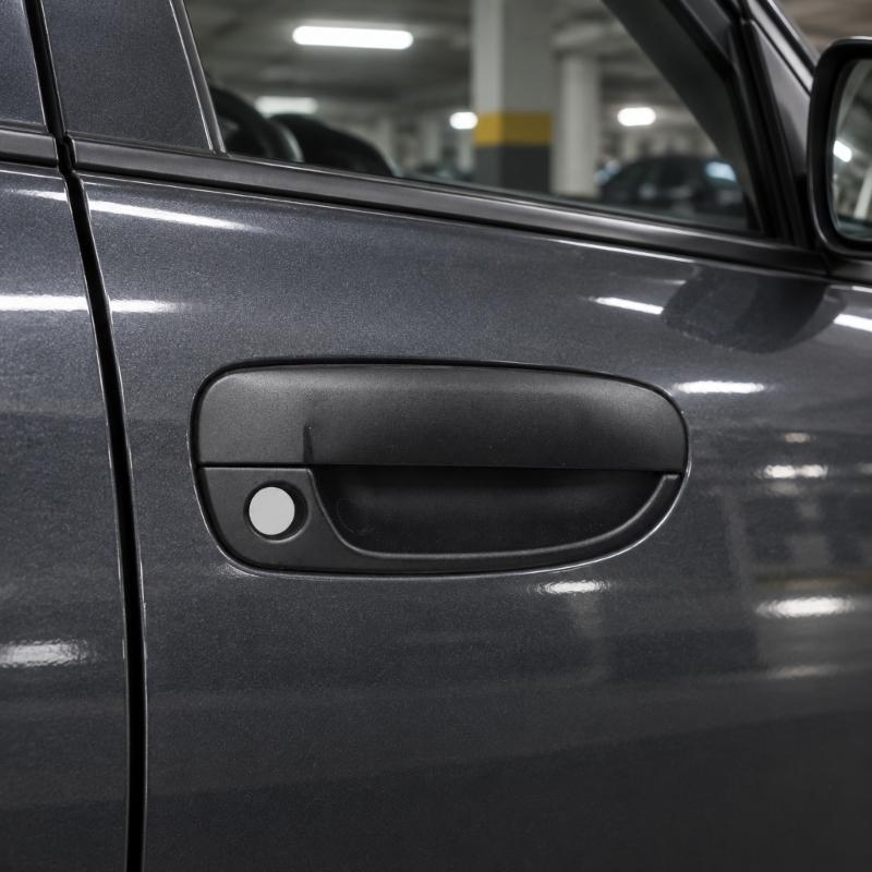82660-25000 Exterior Door Handle for 1999-2006 Accent, Black Textured ABS Assembly with Metal Linkage, Return Spring, and Round Key Opening