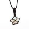 Natural Crystal Tiger Stone Agate Heart-Shaped Love Hand-Woven Mesh Pocket Pendant Necklace N704