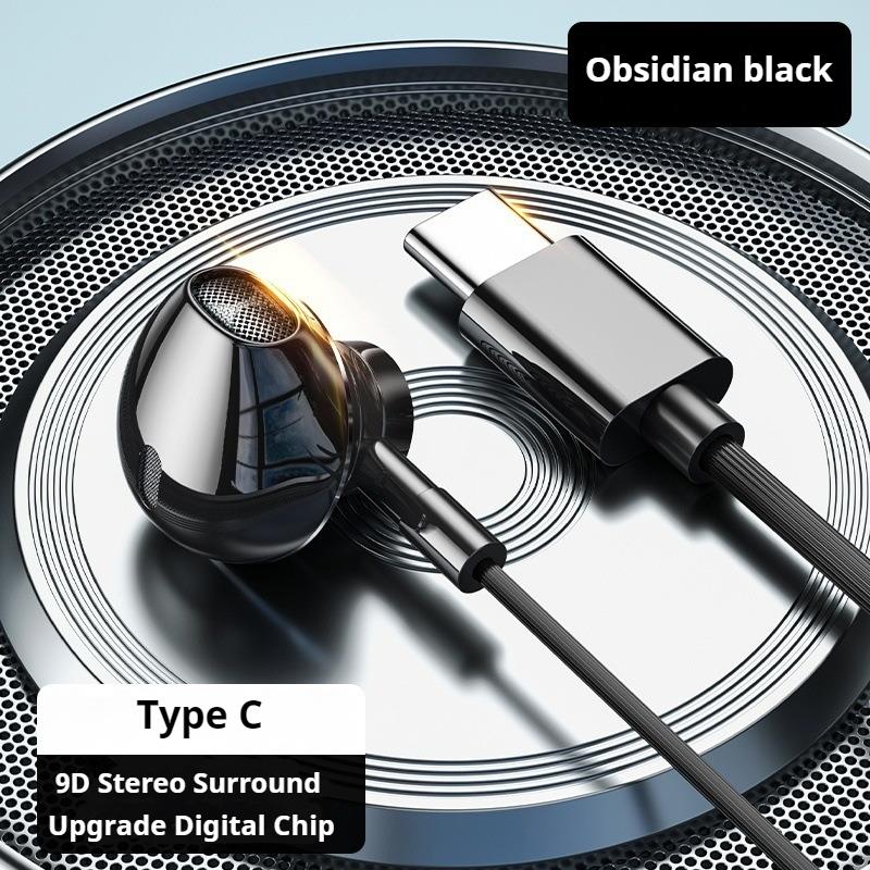 Metal 9D Surround Bass Type C&3.5mm Headphones Wired Control Headsets With HD Mic Earbuds For iPhone15/16 for Samsung Earphones