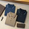 Herren 100% Kaschmir Langarm Colorblock Polo Pullover