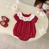 Baby Girl Summer Jumpsuit with Doll Collar and Embroidered Snap Crotch Romper