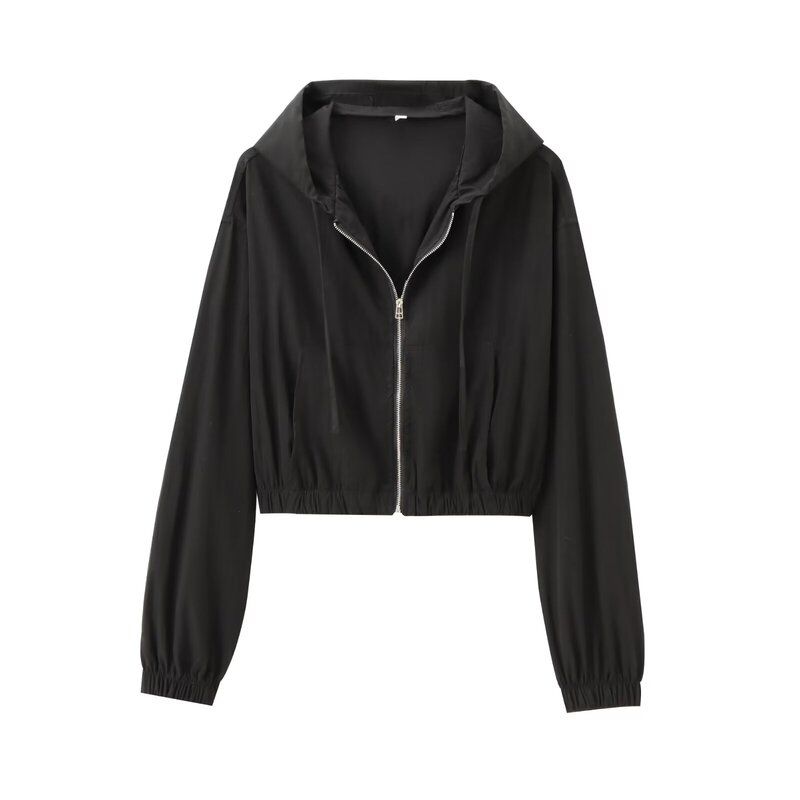 Fashion Style 2024 Summer New Women's Clothes Easiest for Match Long Sleeves Hooded Drape Short Coat High Waist Pants 5320805