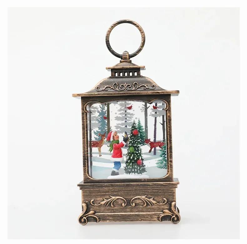 2024 Lighted Christmas Snow Globe Lantern Battery Operated LED Night Light with Hook Christmas Tree Ornaments Gift Ideas 1pc