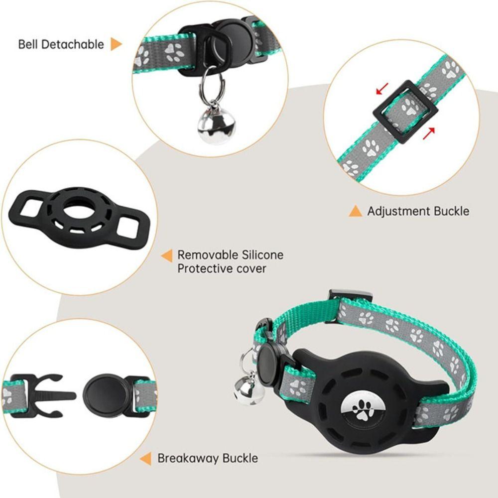 With Bells Cat Collar Safety Buckle Adjustable For Airtag Case Reflective Strips Anti-Lost For Airtag Holder for AirTag