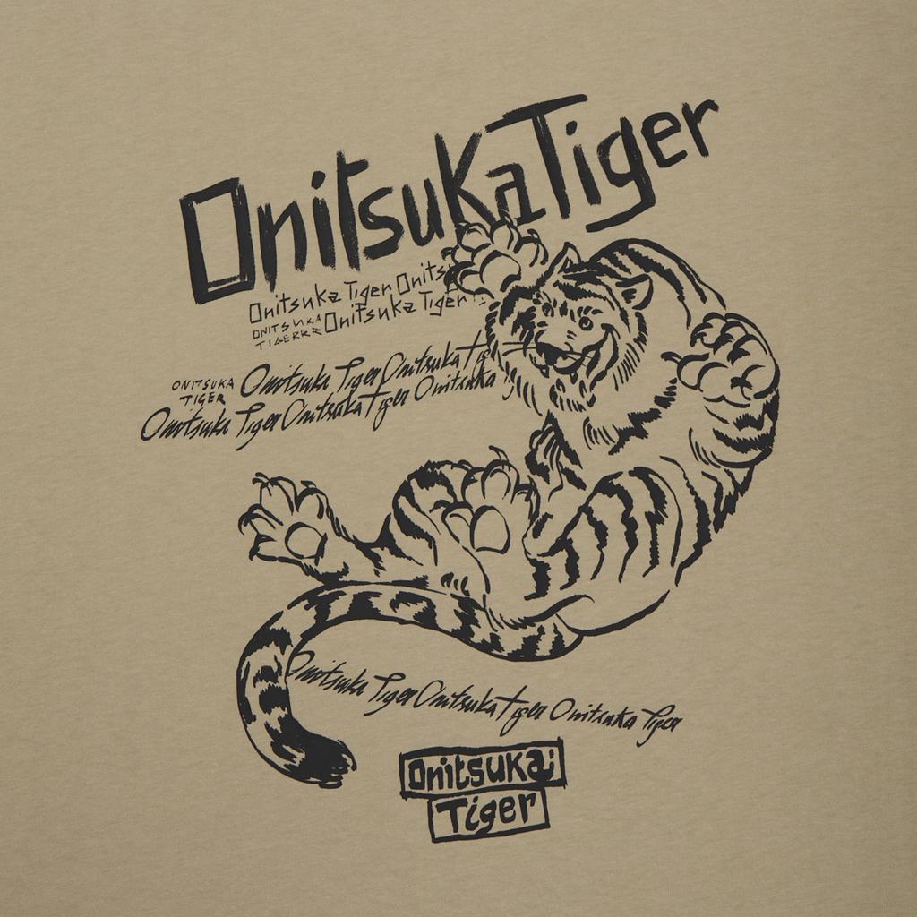 ONITSUKA TIGER Graphic Tee Short Sleeve Round Neck Solid Color T-Shirt Unisex Tops Light-Brown 2183B600-250