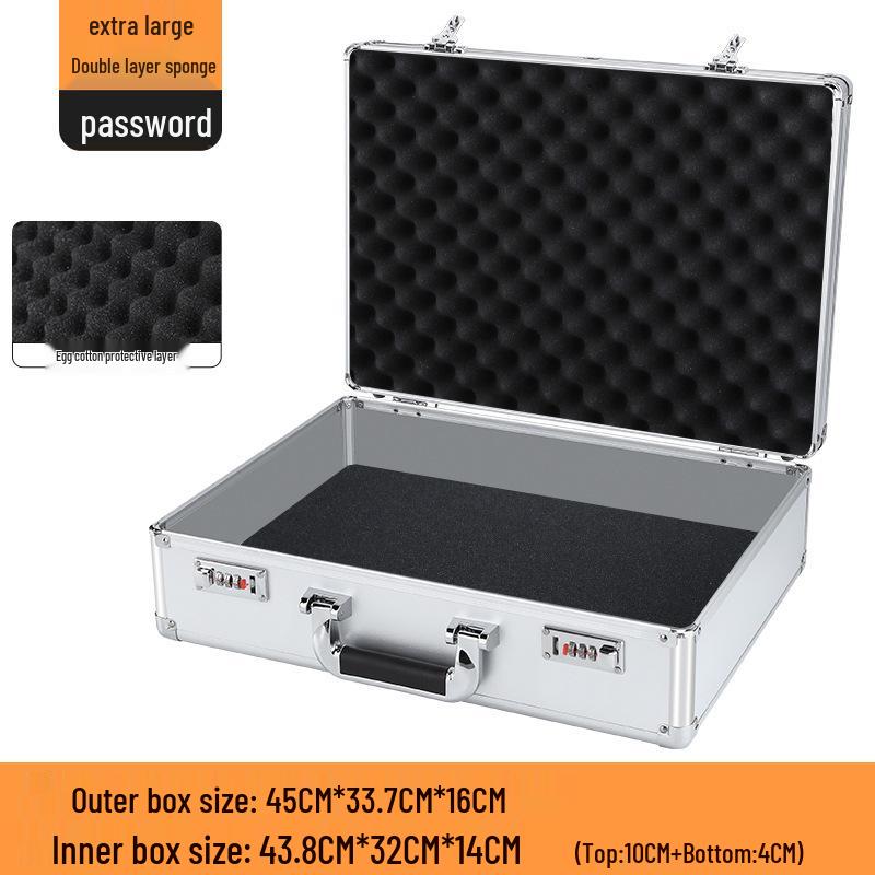 Aluminum Alloy Password Briefcase for Document and Tool Storage