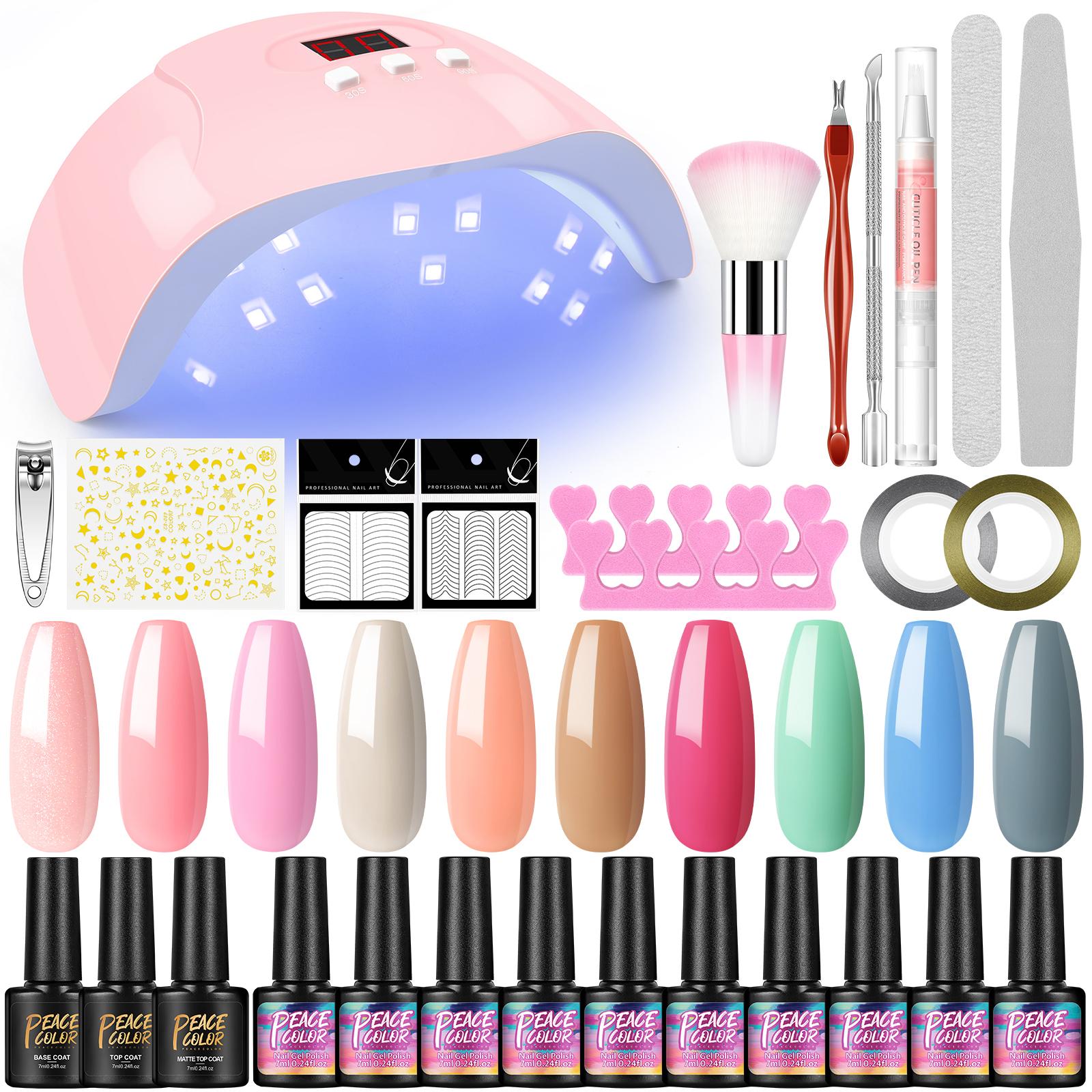

Peacecolor 10 шт. Гель-лак для ногтей 36 Вт УФ-светодиодная лампа для сушки ногтей Цветной гель-лак для ногтей Soak Off Top Base Coat Набор маникюрных инструментов для дизайна ногтей для маникюрного салона
