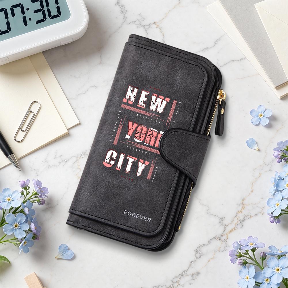 Stylish Letter Print Long Purse Multi Slot Card Holder Zipper Wallet