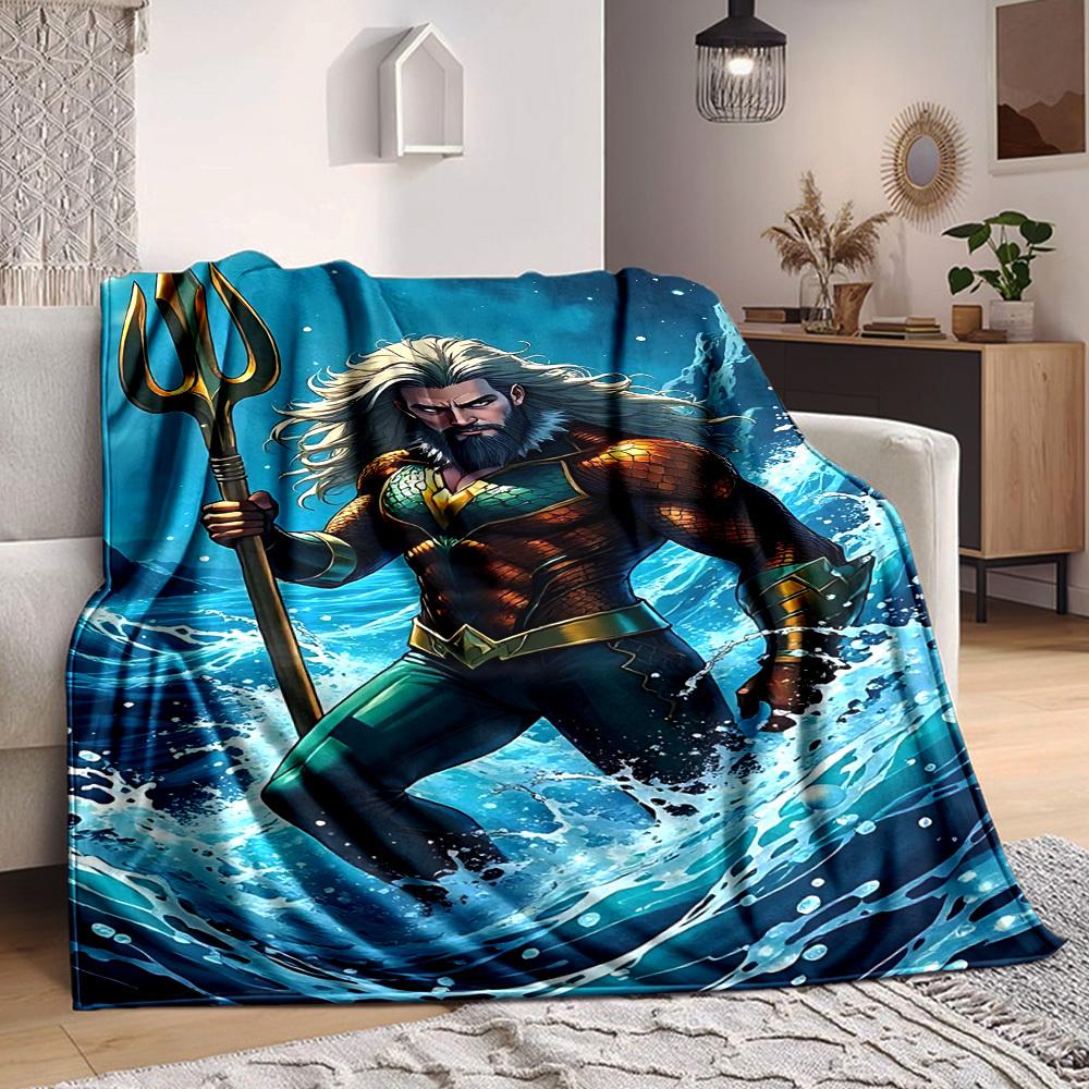 1pc Trident, Aquaman Flannel Throw Blanket Soft, Warm & Cozy for Couch, Bed, Office, and Travel Versatile All Season Gift, Christmas present