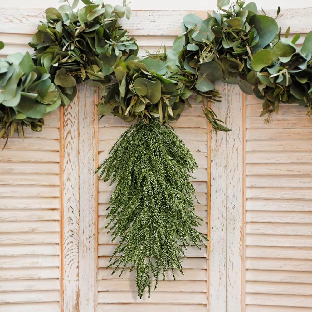 2 Piece with Hanging Hoop Artificial Norfolk Pine Needle Branches Fireplace