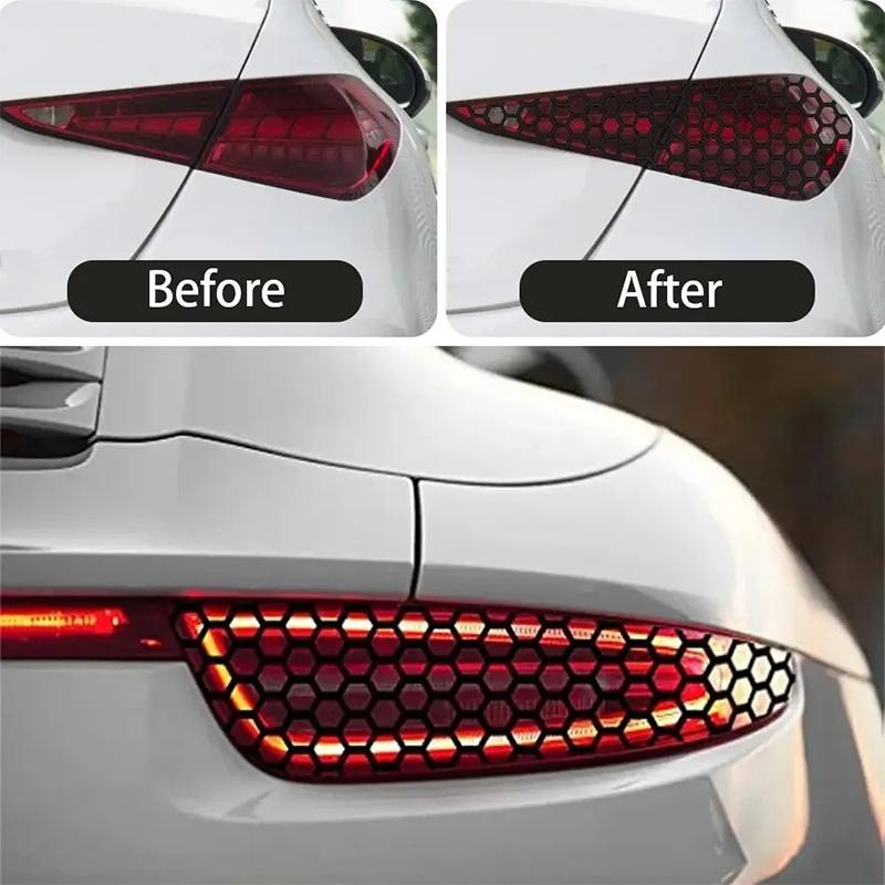 2Pcs Creative Trendy Taillight Stickers Car Rear Light DIY Decorative Sticker Universal Auto Honeycomb Sticker Decor Accessories