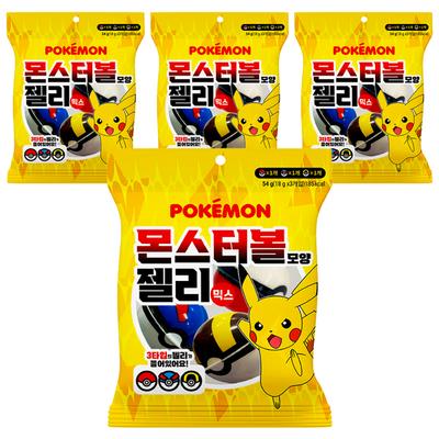 Pokemon Poke Ball Tvar Želé Mix 3 Kusy, 54g, 4 Kusy, Populárne Kórejské Hračky pre Malé Deti