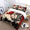 Vintage Cat-Eared Pin-Up Design Bedding Duvet Cover Set Duvet Cover Pillowcases  (1*Duvet Cover 2*Pillowcases, Without Duvet Insert)
