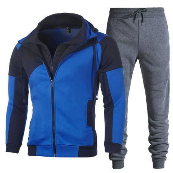 Men's Solid Color Zipper Hoodie Sweatshirt Set - Autumn/Winter Fashion Casual Two-Piece Sport Outfit 2022